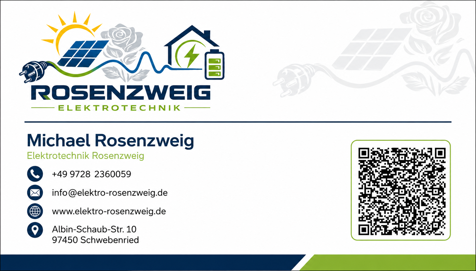 Visitenkarte von Michael Rosenzweig – Elektrotechnik Rosenzweig